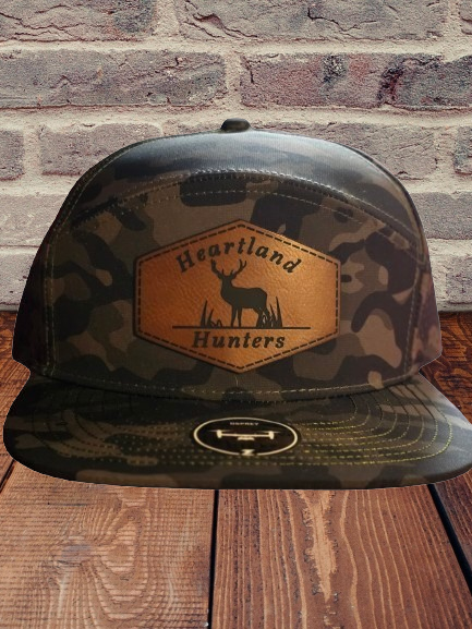 "WOODLAND CAMO" Heartland Hunters 7 Panel Flatbill Laser Mesh Snapback
