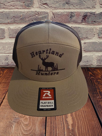 "Tan w/Dark Brown Mesh" Heartland Hunters 7 Panel Richardson Snapback Hat